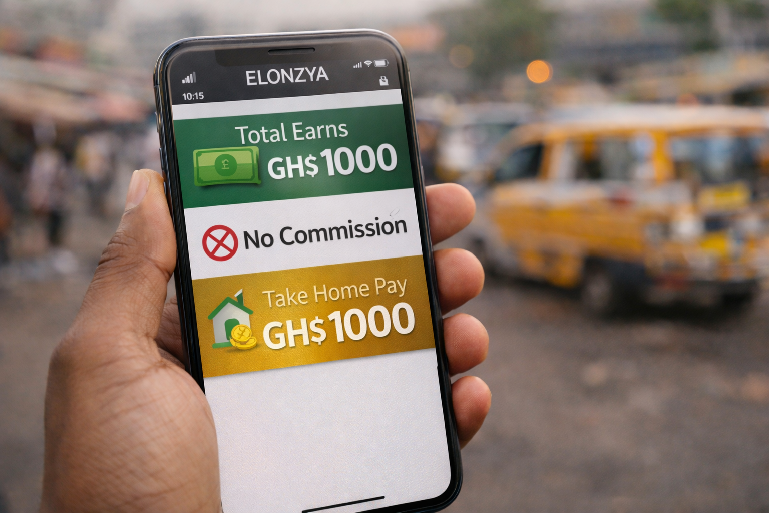 Driver viewing earnings on dashboard - No commission, full take-home pay